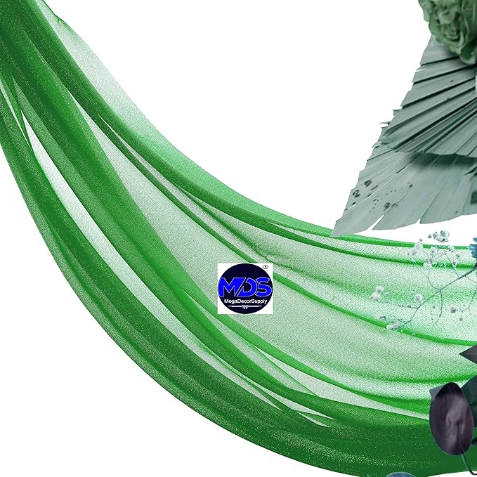 MDS Halloween Chiffon Draping Fabric - 1 Panel, 30" Wide x 50ft Long - Sheer Spooky Arbor & Canopy Drapery for Haunted House Backdrops, Party Ceilings, DIY Costumes & Themed Events - Green