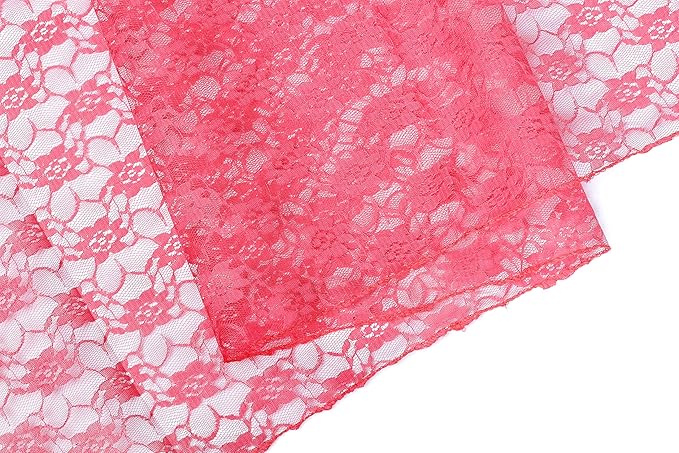 MDS Pack of 25Wedding 12 x 108 inches Lace Table Runner for Wedding, Decorations for Birthday Parties, Banquets, Graduations, Engagements, and Runners fit Rectangle, Round Table- Coral