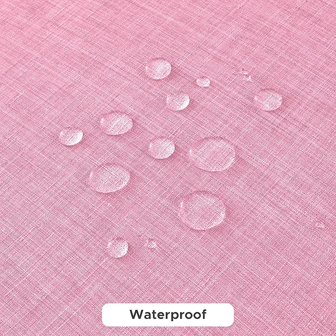 Fitable Faux Linen Tablecloths for Rectangle Tables: Water & Stain Resistant Farmhouse Table Cloth, Washable Burlap Textured Table Covers for Kitchen Dining Party(2 Pack, 52x70 Inch, Pink)