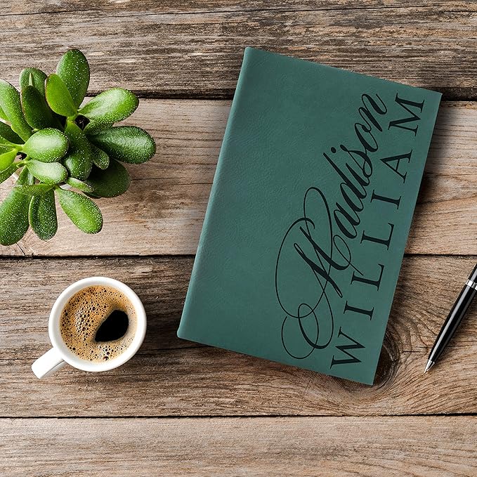 Personal Leather Journal Notebooks | 12 Design, 9 Color - Gray | Journal for Women, Men - Custom Notebook to Write in - Diary for Girls, Women - Personalized Gift Idea for Girl, Boy, Mom and Dad