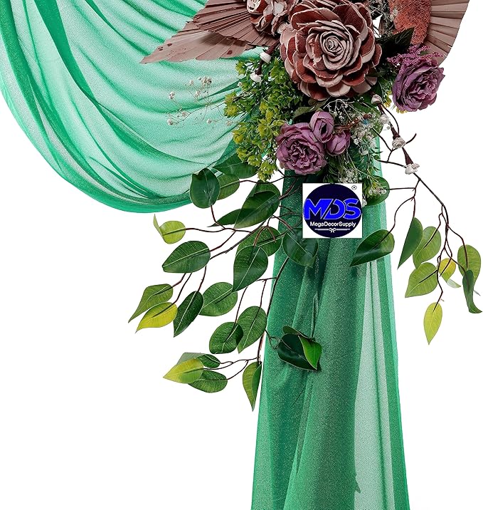 MDS Halloween Chiffon Draping Fabric - 2 Panel, 30" Wide x 40ft Long - Sheer Spooky Arbor & Canopy Drapery for Haunted House Backdrops, Party Ceilings, DIY Costumes & Themed Events - Emerald Green
