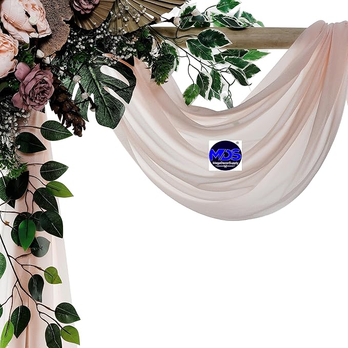 MDS Halloween Chiffon Draping Fabric - 1 Panel, 30" Wide x 40ft Long - Sheer Spooky Arbor & Canopy Drapery for Haunted House Backdrops, Party Ceilings, DIY Costumes & Themed Events - Nude