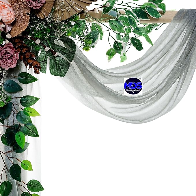 MDS Halloween Chiffon Draping Fabric - 2 Panel, 30" Wide x 75ft Long - Sheer Spooky Arbor & Canopy Drapery for Haunted House Backdrops, Party Ceilings, DIY Costumes & Themed Events - Gray