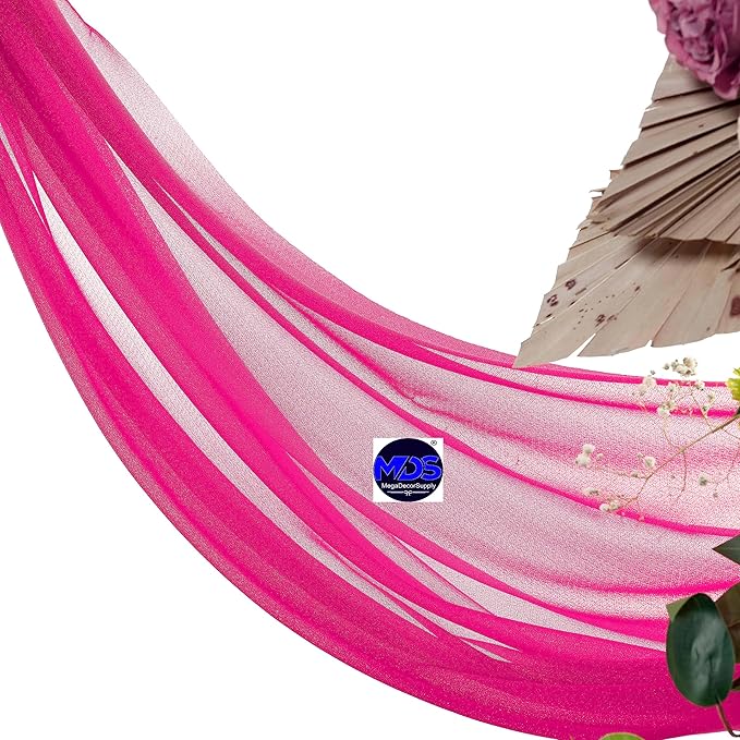 MDS Halloween Chiffon Draping Fabric - 1 Panel, 30" Wide x 40ft Long - Sheer Spooky Arbor & Canopy Drapery for Haunted House Backdrops, Party Ceilings, DIY Costumes & Themed Events - Hot Pink