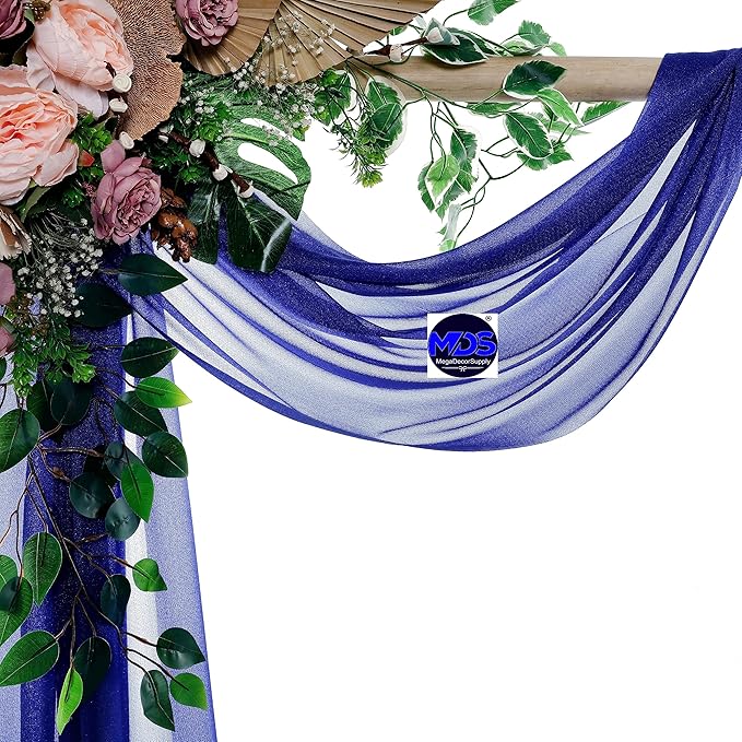 MDS Halloween Chiffon Draping Fabric - 1 Panel, 30" Wide x 100ft Long - Sheer Spooky Arbor & Canopy Drapery for Haunted House Backdrops, Party Ceilings, DIY Costumes & Themed Events - Royal Blue