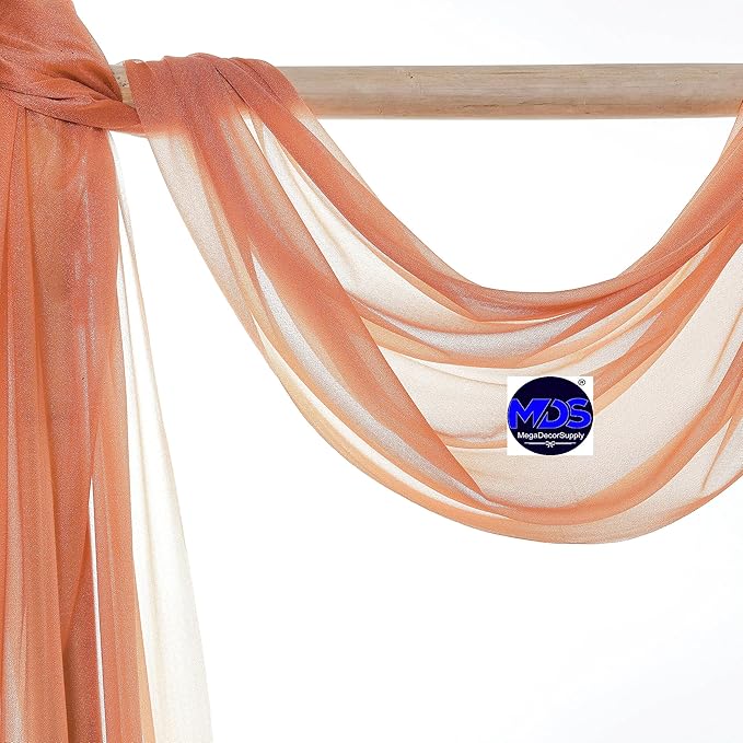 MDS Halloween Chiffon Draping Fabric - 1 Panel, 30" Wide x 40ft Long - Sheer Spooky Arbor & Canopy Drapery for Haunted House Backdrops, Party Ceilings, DIY Costumes & Themed Events - Coral Peach