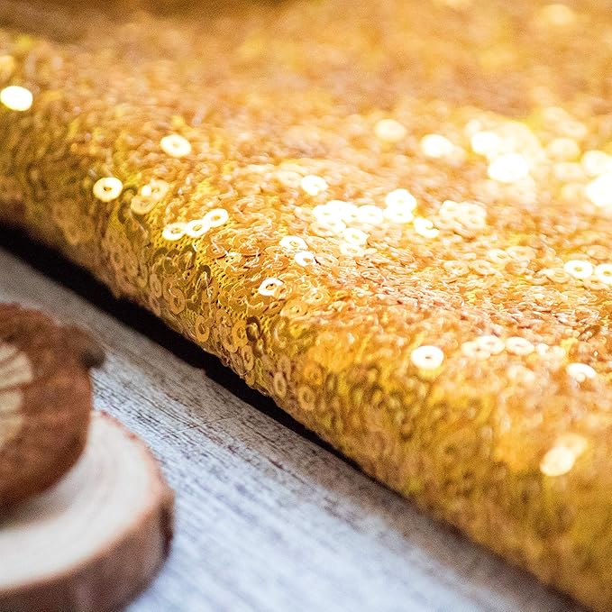 JYFLZQ Gold Sequin Backdrop Curtains 4ft x 6.5ft 1 Panel Glitter Photo Booth Backdrops Sparkly Photography Background Drapes for Parties Wedding Bridal Showers