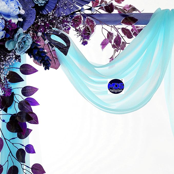MDS Halloween Chiffon Draping Fabric - 2 Panel, 30" Wide x 75ft Long - Sheer Spooky Arbor & Canopy Drapery for Haunted House Backdrops, Party Ceilings, DIY Costumes & Themed Events - Teal