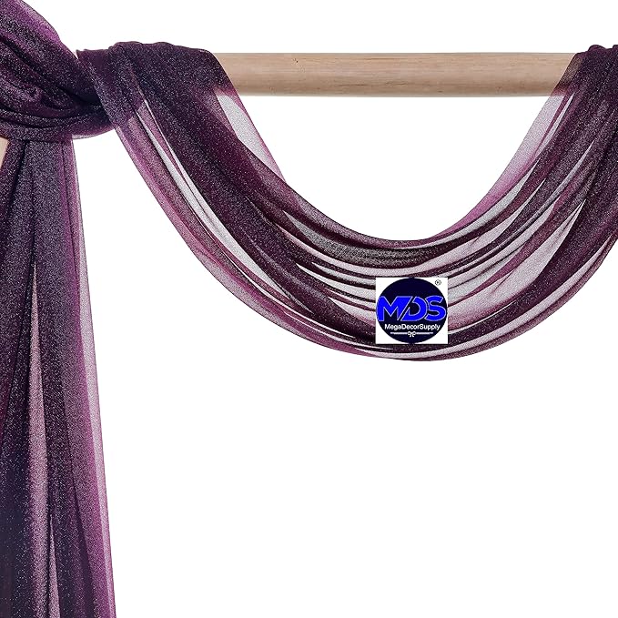 MDS Halloween Chiffon Draping Fabric - 2 Panel, 30" Wide x 40ft Long - Sheer Spooky Arbor & Canopy Drapery for Haunted House Backdrops, Party Ceilings, DIY Costumes & Themed Events - Eggplant