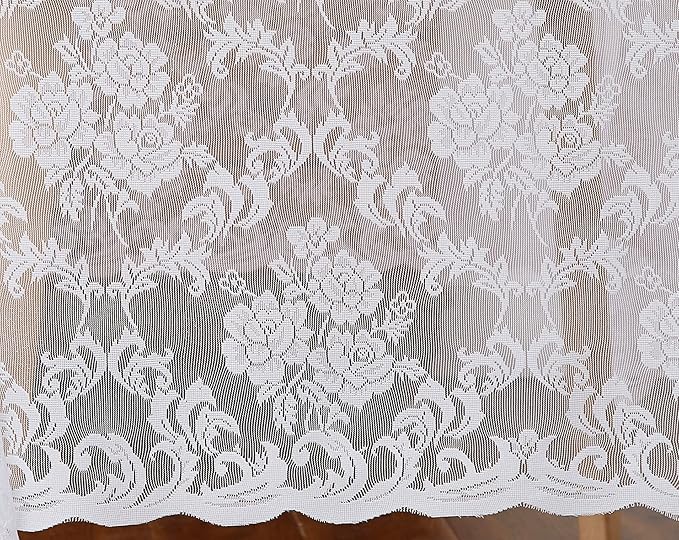 LinenZone Square White Tablecloth for Rustic Vintage Decor. Sheer Lace Table Cloth Works Great As Wedding Tablecloth or Thanksgiving Table Cover. (Mia TC 60 x 60, White)