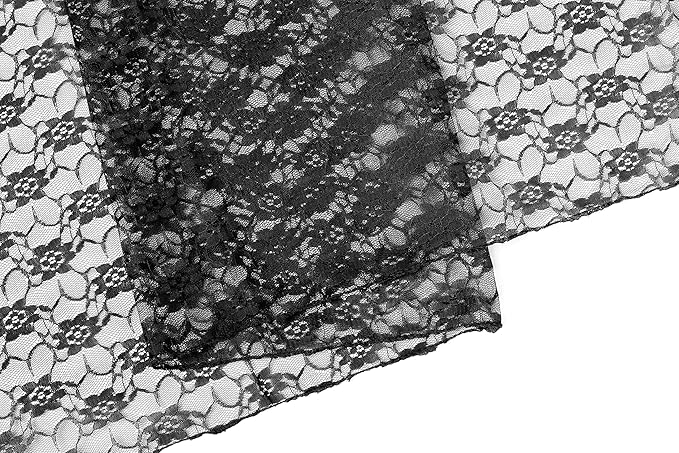 MDS Pack of 15 Wedding 12 x 108 inches Lace Table Runner for Wedding, Decorations for Birthday Parties, Banquets, Graduations, Engagements, and Runners fit Rectangle, Round Table- Black