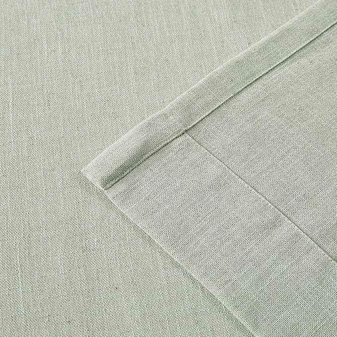 Vision Home Soft Green Pinch Pleated Semi Sheer Curtains Textured Linen Blended Light Filtering Window Curtains 108 inch for Living Room Bedroom Pinch Pleat Drapes with Hooks 2 Panels 9ft 40" Wx108 L