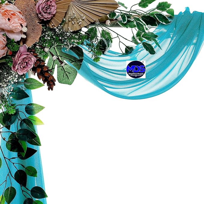 MDS Halloween Chiffon Draping Fabric - 1 Panel, 30" Wide x 30ft Long - Sheer Spooky Arbor & Canopy Drapery for Haunted House Backdrops, Party Ceilings, DIY Costumes & Themed Events - Peacock Blue