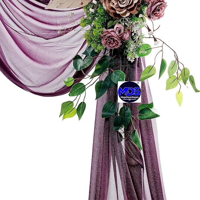 MDS Halloween Chiffon Draping Fabric - 1 Panel, 30" Wide x 40ft Long - Sheer Spooky Arbor & Canopy Drapery for Haunted House Backdrops, Party Ceilings, DIY Costumes & Themed Events - Eggplant