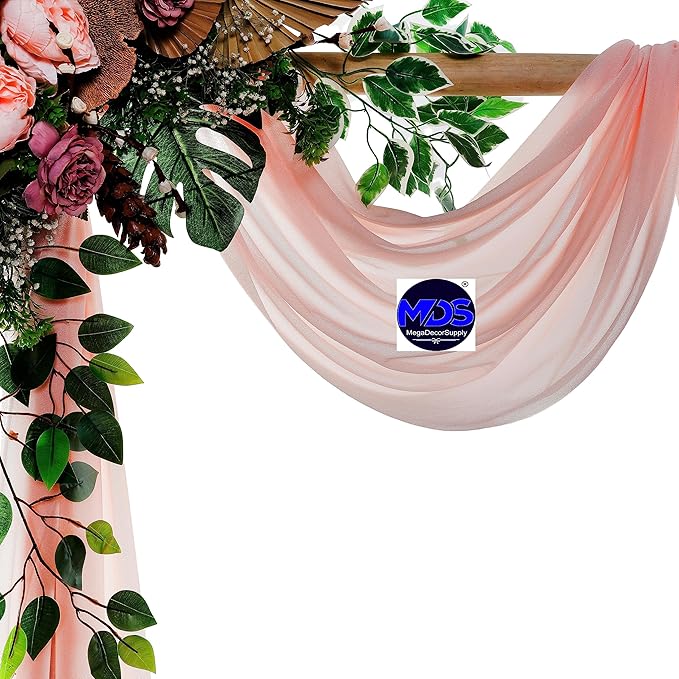 MDS Halloween Chiffon Draping Fabric - 1 Panel, 30" Wide x 50ft Long - Sheer Spooky Arbor & Canopy Drapery for Haunted House Backdrops, Party Ceilings, DIY Costumes & Themed Events - Dusty Rose