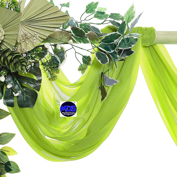 MDS Halloween Chiffon Draping Fabric - 1 Panel, 30" Wide x 30ft Long - Sheer Spooky Arbor & Canopy Drapery for Haunted House Backdrops, Party Ceilings, DIY Costumes & Themed Events - Parrot Green