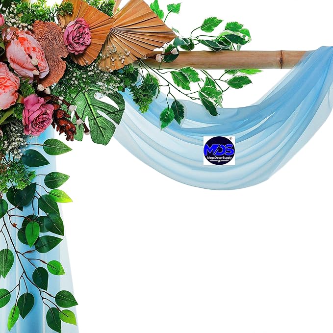 MDS Halloween Chiffon Draping Fabric - 2 Panel, 30" Wide x 20ft Long - Sheer Spooky Arbor & Canopy Drapery for Haunted House Backdrops, Party Ceilings, DIY Costumes & Themed Events - Turquoise