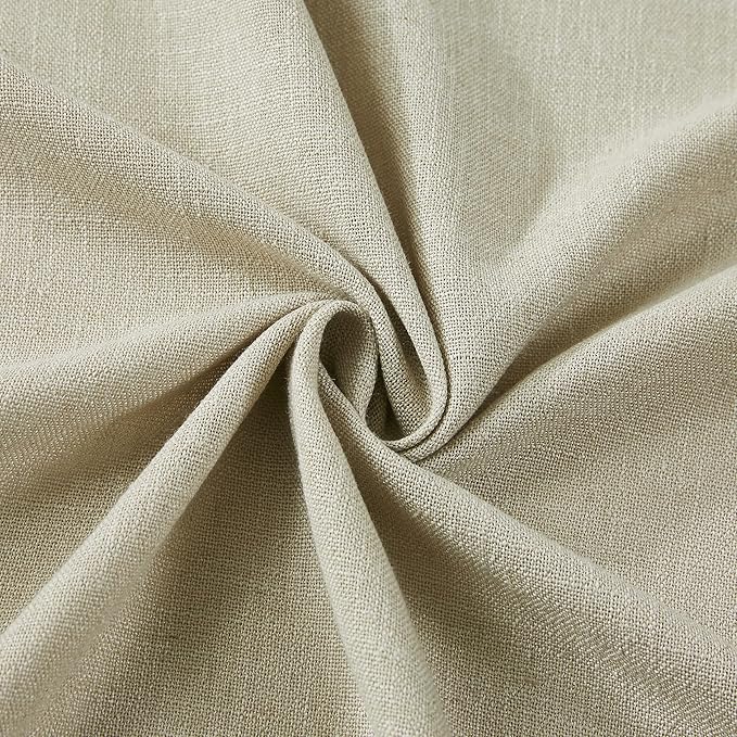 Vision Home Sand Pinch Pleated Semi Sheer Curtains Textured Linen Blended Light Filtering Window Curtains 63 inch for Living Room Bedroom Pinch Pleat Drapes with Hooks 2 Panels 40" Wx63 L,Camel Beige