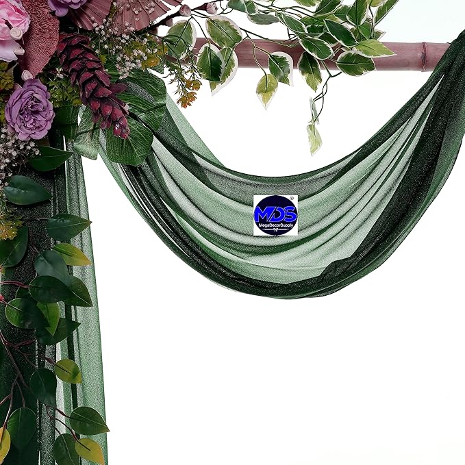 MDS Halloween Chiffon Draping Fabric - 1 Panel, 30" Wide x 100ft Long - Sheer Spooky Arbor & Canopy Drapery for Haunted House Backdrops, Party Ceilings, DIY Costumes & Themed Events - Hunter Green