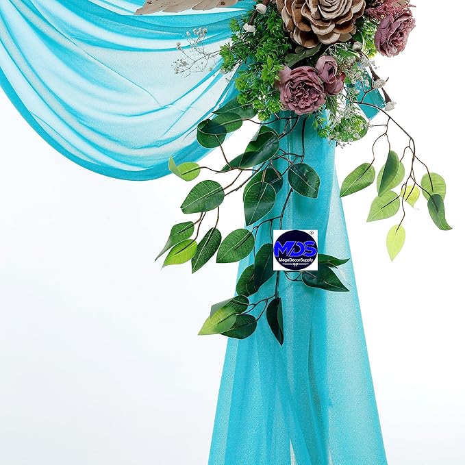 MDS Halloween Chiffon Draping Fabric - 2 Panel, 30" Wide x 40ft Long - Sheer Spooky Arbor & Canopy Drapery for Haunted House Backdrops, Party Ceilings, DIY Costumes & Themed Events - Peacock Blue