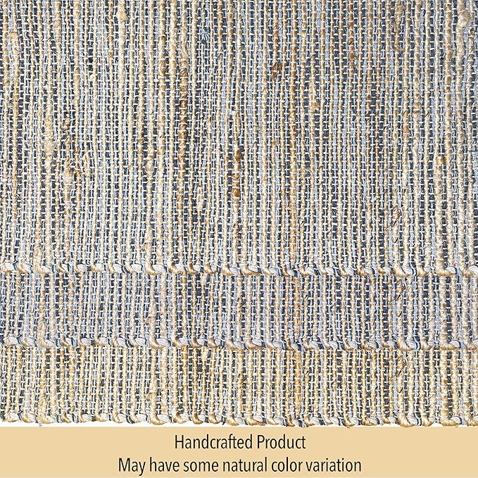 Chardin home Natural Jute Table Runner 13x36 Inch – Vintage Boho Rustic Table Decor – Handwoven Table Runner in Natural Jute and Grey – Farmhouse Dining or Console Table Accent