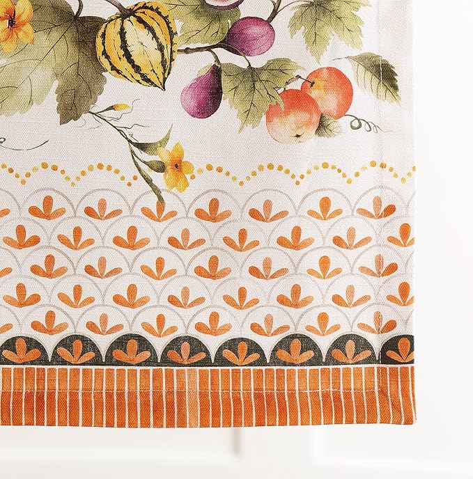 Maison d' Hermine Table Runner 100% Cotton Single Layer Table Runners 72 inches Long for Thanksgiving Christmas Decorations Home Kitchen Dining Wedding (Pumpkin Garden - Cloudy Cream, 14.5" x 72")