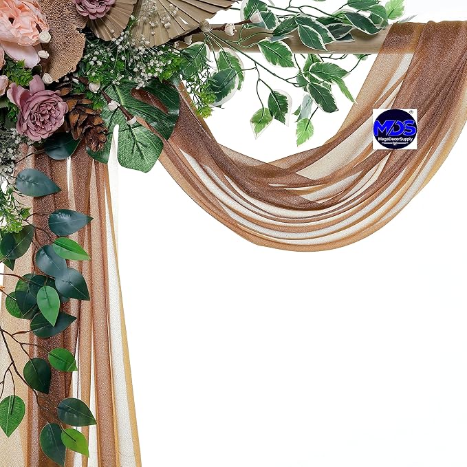 MDS Halloween Chiffon Draping Fabric - 1 Panel, 30" Wide x 20ft Long - Sheer Spooky Arbor & Canopy Drapery for Haunted House Backdrops, Party Ceilings, DIY Costumes & Themed Events - Mocha