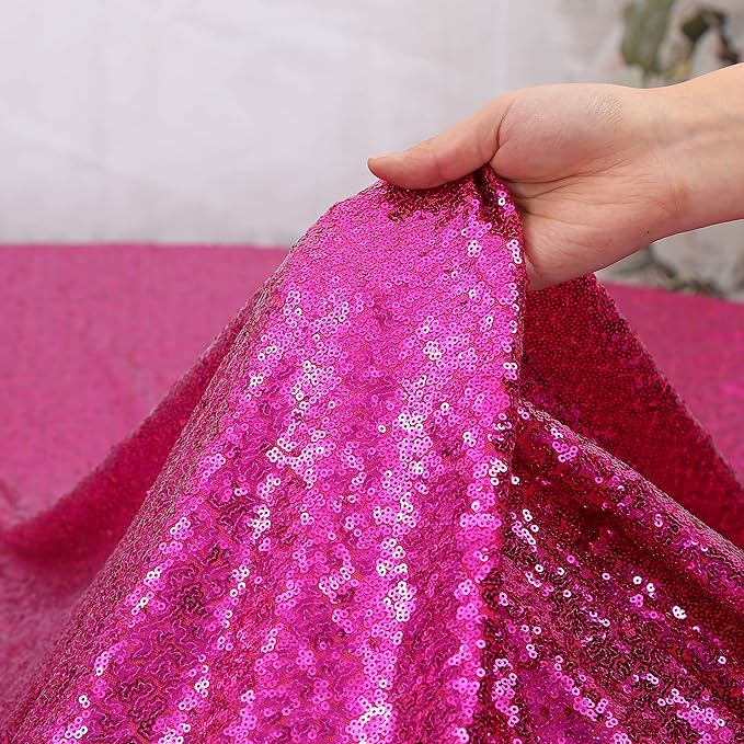 Poise3EHome Hot Pink Sequin Backdrop Curtain, 2 Panels Hot Pink Sequin Backdrop, 2FTx8FT Sequin Curtains for Party Wedding Sequence Backdrop