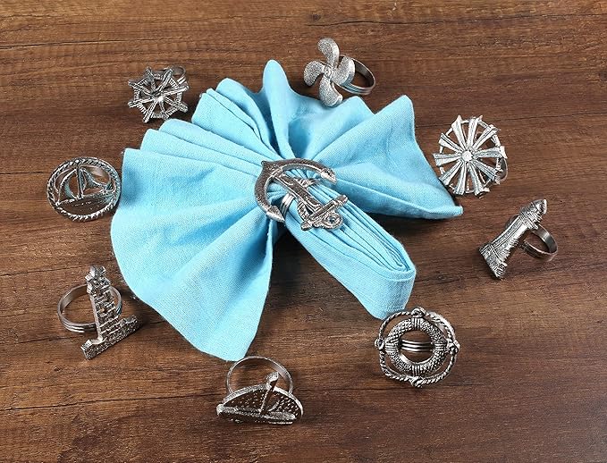 Napkin Rings Set of 12 in Antique Silver Aluminum