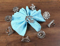 Napkin Rings Set of 12 in Antique Silver Aluminum