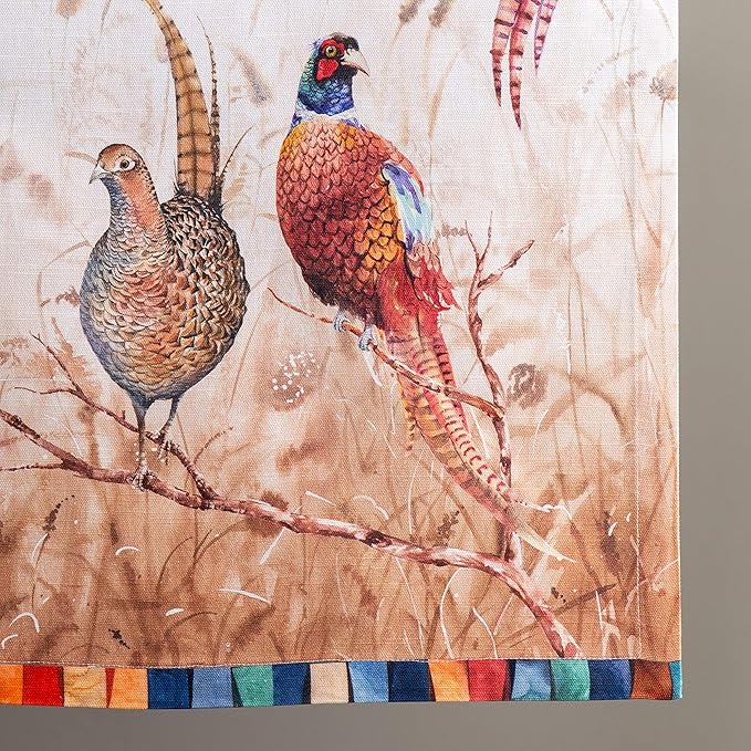 Maison d' Hermine Table Runner 100% Cotton Single Layer Table Runners 48 inches Long for Thanksgiving Christmas Decorations Home Kitchen Dining Party Wedding (Faisan D'Automne, 14.5" x 48")