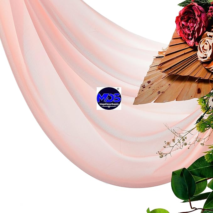 MDS Halloween Chiffon Draping Fabric - 2 Panel, 30" Wide x 20ft Long - Sheer Spooky Arbor & Canopy Drapery for Haunted House Backdrops, Party Ceilings, DIY Costumes & Themed Events - Dusty Rose