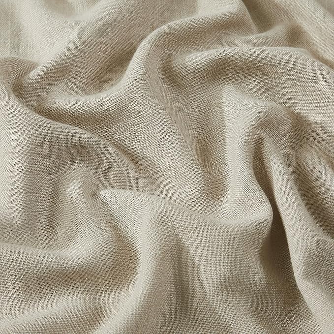 Vision Home Sand Pinch Pleated Semi Sheer Curtains Textured Linen Blended Light Filtering Window Curtains 102 inch for Living Room Bedroom Patio Pinch Pleat Drapes with Hooks 1 Panel 84" Wx102 L