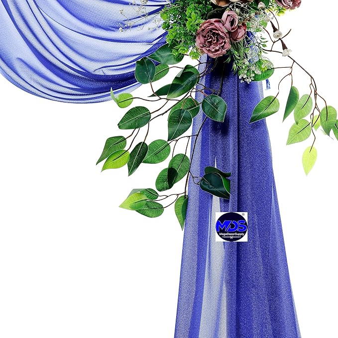 MDS Halloween Chiffon Draping Fabric - 1 Panel, 30" Wide x 75ft Long - Sheer Spooky Arbor & Canopy Drapery for Haunted House Backdrops, Party Ceilings, DIY Costumes & Themed Events - Royal Blue