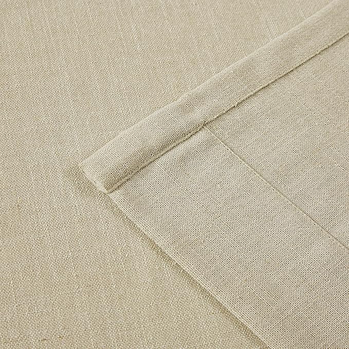 Vision Home Sand Pinch Pleated Semi Sheer Curtains Textured Linen Blended Light Filtering Window Curtains 112 inch for Living Room Bedroom Pinch Pleat Drapes with Hooks 2 Panels 40" Wx112 L
