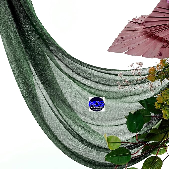 MDS Halloween Chiffon Draping Fabric - 1 Panel, 30" Wide x 75ft Long - Sheer Spooky Arbor & Canopy Drapery for Haunted House Backdrops, Party Ceilings, DIY Costumes & Themed Events - Hunter Green