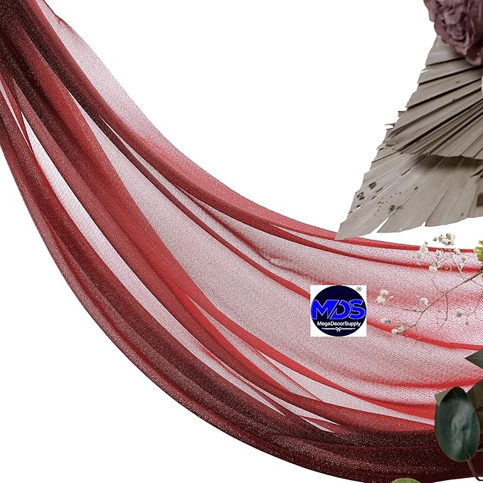 MDS Halloween Chiffon Draping Fabric - 1 Panel, 30" Wide x 20ft Long - Sheer Spooky Arbor & Canopy Drapery for Haunted House Backdrops, Party Ceilings, DIY Costumes & Themed Events - Apple Red
