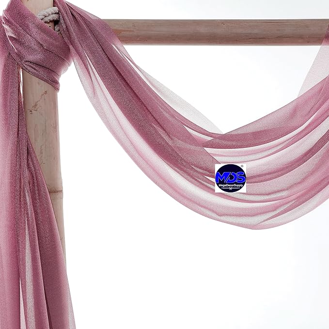 MDS Halloween Chiffon Draping Fabric - 2 Panel, 30" Wide x 100ft Long - Sheer Spooky Arbor & Canopy Drapery for Haunted House Backdrops, Party Ceilings, DIY Costumes & Themed Events - Mauva