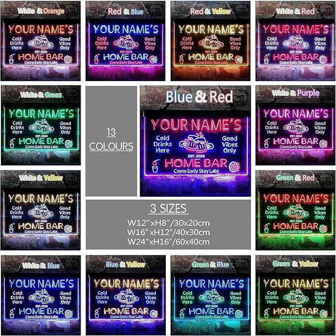 ADVPRO Personalized Your Name Custom Home Bar Beer Established Year Dual Color LED Neon Sign Green & Yellow 12 x 8.5 Inches st6s32-p1-tm-gy