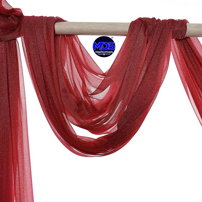 MDS Halloween Chiffon Draping Fabric - 1 Panel, 30" Wide x 50ft Long - Sheer Spooky Arbor & Canopy Drapery for Haunted House Backdrops, Party Ceilings, DIY Costumes & Themed Events - Apple Red