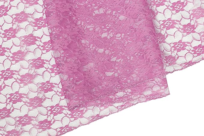 MDS Pack of 15 Wedding 12 x 108 inches Lace Table Runner for Wedding, Decorations for Birthday Parties, Banquets, Graduations, Engagements, and Runners fit Rectangle, Round Table- Dusty Pink
