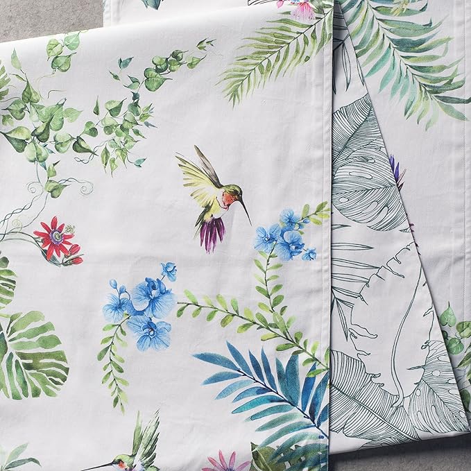 Maison d' Hermine Table Runner 100% Cotton Single Layer Table Runners 108 inches Long Decorative for Kitchen Dining Party Baby Shower Wedding Bridal Shower Spring Summer (Tropiques, 14.50" x 108")