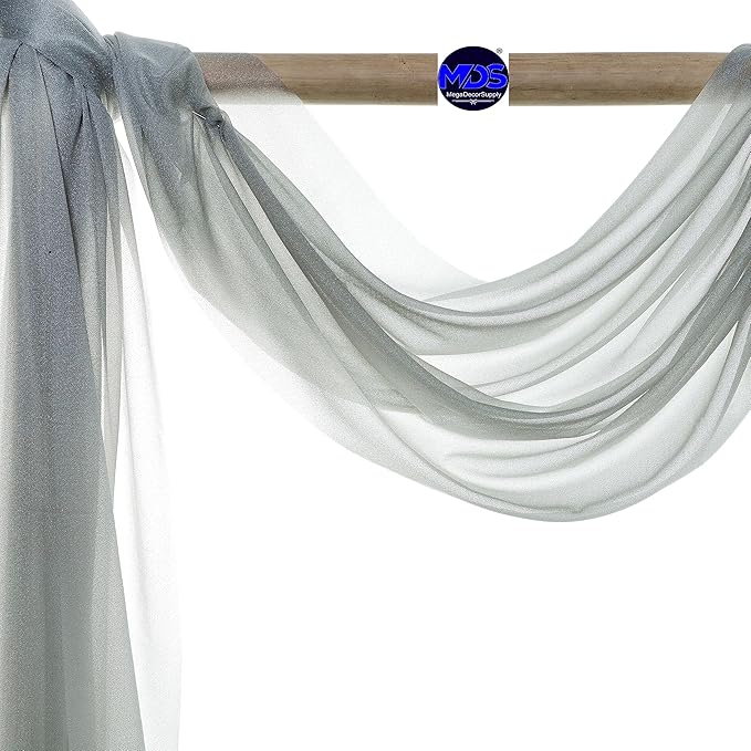 MDS Halloween Chiffon Draping Fabric - 2 Panel, 30" Wide x 50ft Long - Sheer Spooky Arbor & Canopy Drapery for Haunted House Backdrops, Party Ceilings, DIY Costumes & Themed Events - Gray