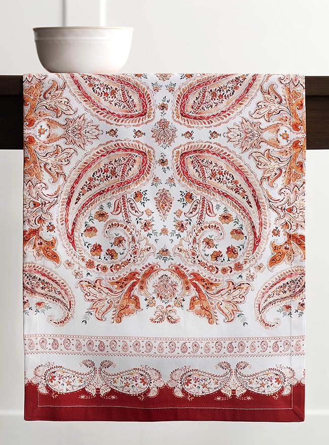 Maison d' Hermine Table Runner 100% Cotton Single Layer Table Runners 90 inches Long for Thanksgiving Christmas Decorations Home Kitchen Dining Party Wedding (Orient, 14.5" x 90")