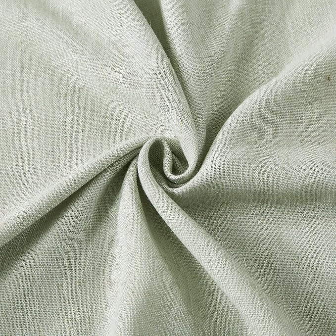 Vision Home Pinch Pleated Semi Sheer Curtains Textured Linen Blended Light Filtering Window Curtains 84 inch for Living Room Bedroom Pinch Pleat Drapes with Hooks 2 Panels 40" Wx84 L,Soft Green