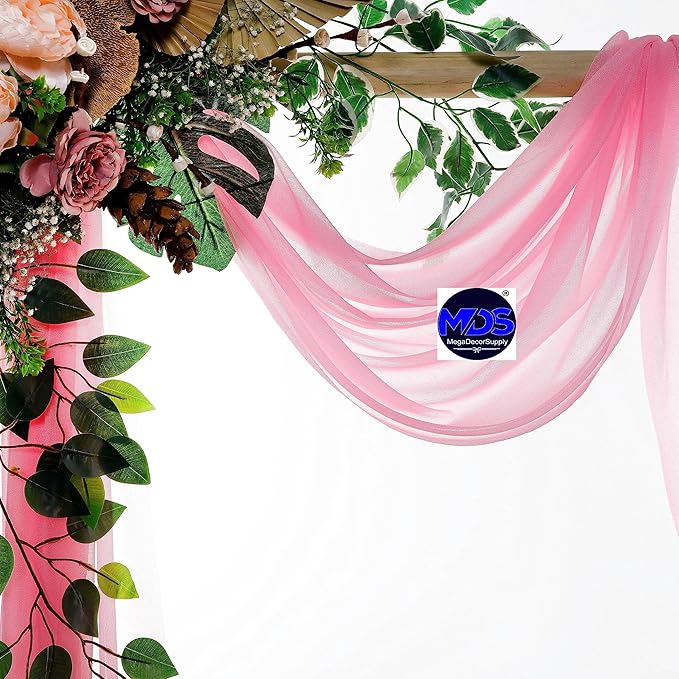 MDS Halloween Chiffon Draping Fabric - 2 Panel, 30" Wide x 30ft Long - Sheer Spooky Arbor & Canopy Drapery for Haunted House Backdrops, Party Ceilings, DIY Costumes & Themed Events - Coral