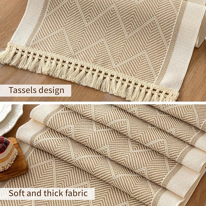 Table Runners 95 Inches,Waterproof Boho Table Runner with Tassel Fringe,Table Runner for Party Coffee Table
