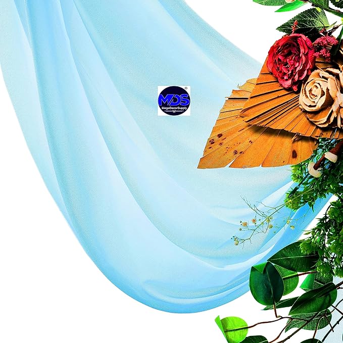 MDS Halloween Chiffon Draping Fabric - 2 Panel, 30" Wide x 40ft Long - Sheer Spooky Arbor & Canopy Drapery for Haunted House Backdrops, Party Ceilings, DIY Costumes & Themed Events - Turquoise