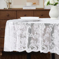 Extra Large Round Tablecloth for Rustic Vintage Decor. Sheer – White