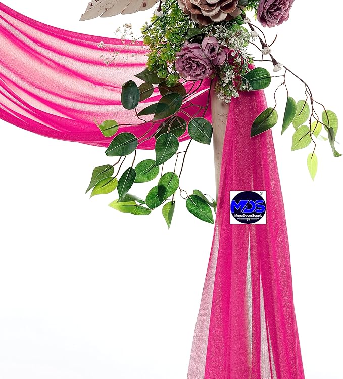 MDS Halloween Chiffon Draping Fabric - 1 Panel, 30" Wide x 30ft Long - Sheer Spooky Arbor & Canopy Drapery for Haunted House Backdrops, Party Ceilings, DIY Costumes & Themed Events - Hot Pink